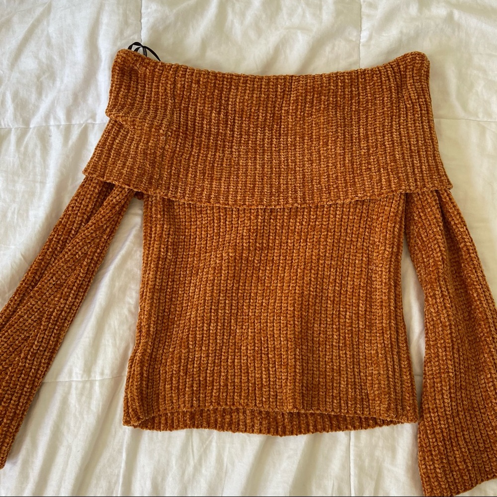 Orange off the shoulder sweater